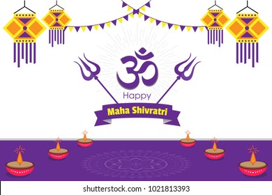 Creative vector illustration for hindu religious festival Maha Shivratri. Translation: adoration (namas) to Lord Shiva. Can be used for greetings, posters, wallpapers, backgrounds, symbol and pattern.