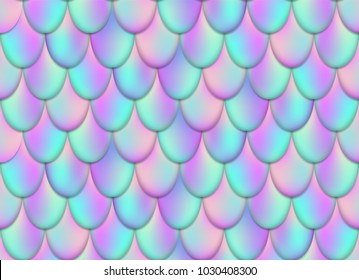 Creative vector illustration of holographic mermaid tail background isolated on transparent background. Art design mesh gradient magic fish skin. Abstract concept graphic water-nymph element