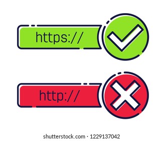 Creative vector illustration of http, https protocol connection ssl encryption web site isolated on transparent background. Art design safe, secure browsing template. Abstract concept graphic element