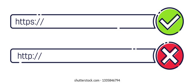Creative vector illustration of http, https protocol connection ssl encryption web site isolated on transparent background. Art design safe, secure browsing template. Abstract concept graphic element