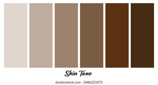 Creative vector illustration of human skin tone color palette set isolated on white background.