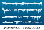 Creative vector illustration of ice icicle, caps, snowflakes set isolated on background. Winter snow clouds template art design. Snowy frame decoration. Graphic element. New year. Merry cristmas