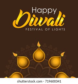 Creative vector illustration of indian festival diwali for posters, banners, backgrounds and greetings with festive elements.  