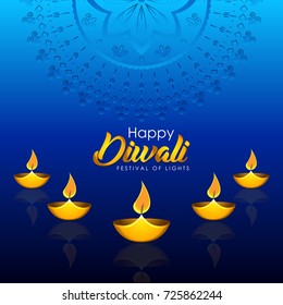 Creative vector illustration for indian festival diwali celebrations. Can be used for banner, advertisement, greetings, poster, etc. (Translation - Happy Diwali)