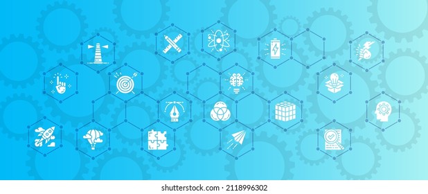 Ilustración vectorial creativa. Innovación, inicio, arte, proyecto, concepto de banner de idea para el diseño de sitios web o página web de aterrizaje.