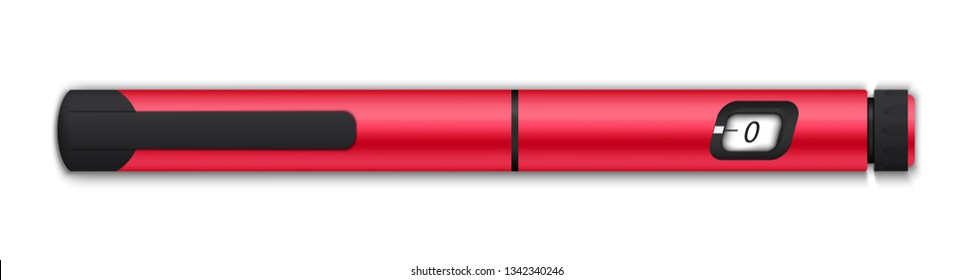 Ilustración vectorial creativa del equipo de plumas insulinas y análisis de sangre de nivel de glucosa para diabéticos en segundo plano. Diseño artístico de la plantilla de tratamiento de la diabetes. Elemento gráfico conceptual abstracto