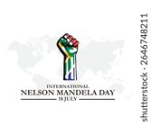Creative Vector Illustration of International Nelson Mandela Day, which is celebrated on his birth anniversary 18th July. international Nelson Mandela day, South Africa flag.