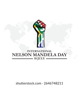 Creative Vector Illustration of International Nelson Mandela Day, which is celebrated on his birth anniversary 18th July. international Nelson Mandela day, South Africa flag.