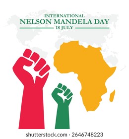 Creative Vector Illustration of International Nelson Mandela Day, which is celebrated on his birth anniversary 18th July. international Nelson Mandela day, South Africa flag.