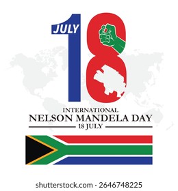 Creative Vector Illustration of International Nelson Mandela Day, which is celebrated on his birth anniversary 18th July. international Nelson Mandela day, South Africa flag.