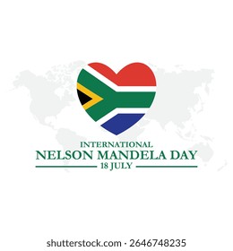 Creative Vector Illustration of International Nelson Mandela Day, which is celebrated on his birth anniversary 18th July. international Nelson Mandela day, South Africa flag.
