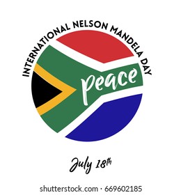 Creative vector illustration for international nelson mandela day on 18th of july with south african flag background