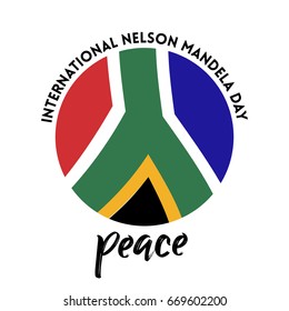 Creative vector illustration for international nelson mandela day on 18th of july with south african flag background