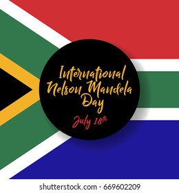 Creative vector illustration for international nelson mandela day on 18th of july with south african flag background