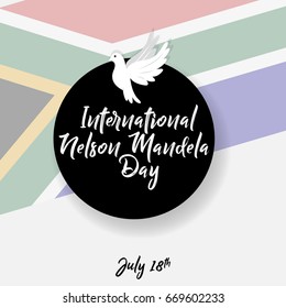 Creative vector illustration for international nelson mandela day on 18th of july with south african flag background