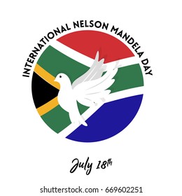 Creative vector illustration for international nelson mandela day on 18th of july with south african flag background