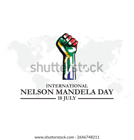 Creative Vector Illustration of International Nelson Mandela Day, which is celebrated on his birth anniversary 18th July. international Nelson Mandela day, South Africa flag.