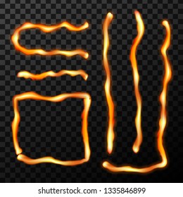 Creative vector illustration of iron weld seam line isolated on transparent background. Art design hot metal steel template. Abstract concept graphic welded stainless steel element