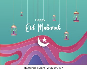 Creative Vector Illustration of Islamic Festival Eid Mubarak with Typography