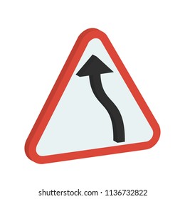 creative vector illustration isometric colorful transport Traffic Signs left bend icon design