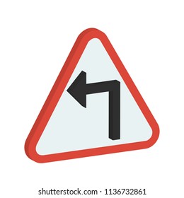 creative vector illustration isometric colorful transport Traffic Signs Sharp left turn icon design