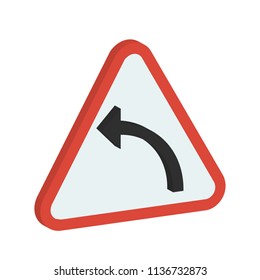 creative vector illustration isometric colorful transport Traffic Signs left hand curve icon design