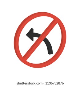 creative vector illustration isometric colorful transport Traffic Signs No left turn icon design