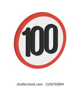 creative vector illustration isometric colorful transport Traffic Signs Speed limit 100 icon design