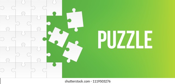 Creative vector illustration of jigsaw puzzle pieces background. Business concept art design blank mockup template. Abstract graphic seamless mosaic element