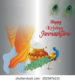 Creative vector illustration of krishna jamashtami celebration greeting card