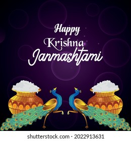 Creative vector illustration of krishna janmashtami background