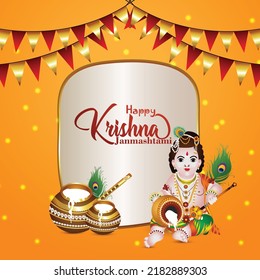 Ilustración vectorial creativa de krishna janmashtami