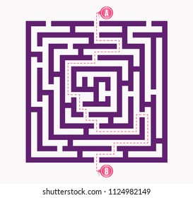 Creative vector illustration of labyrinth, maze with entry and exit isolated on transparent background. Art design. Abstract concept paths to deadlock, entrance, exit, right way to go graphic element