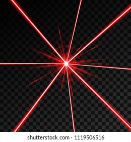 Creative vector illustration of laser security beam isolated on transparent background. Art design shine light ray. Abstract concept graphic element of glow target flash neon line