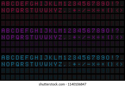 Creative vector illustration of led digital alphabet, font, electronic number digital display, letters, sign, symbols isolated on transparent background. Art design. Abstract concept graphic element