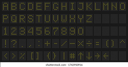 Creative vector illustration of led digital alphabet, font, electronic number digital display, letters, sign, symbols isolated on transparent background. Art design. Abstract concept graphic element