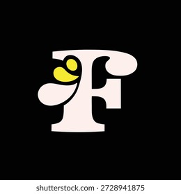 Kreative Vektorgrafik des Buchstabens F mit Vogelmotiv, Ideal für Branding- und Designprojekte, modernes Alphabetkonzept