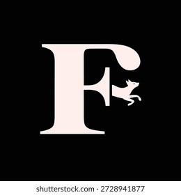 Ilustración vectorial Creativa de La Letra F con El Diseño de Fox, Ideal para La Marca y Los Conceptos Del Logotipo, Arte Minimalista Del Alfabeto Animal