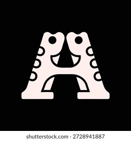 Kreative Vektorgrafik des Buchstabens A in Form eines Oktopus, ideal für Logo-Design- und Branding-Projekte, einzigartiges Alphabet-Konzept