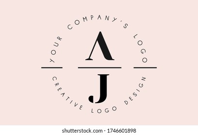 Creative Vector Illustration with letters A and J. Letters AJ A J Logo set as a stamp or personal signature. Simple AJ Icon with Circular Name Pattern. 