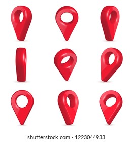 Creative vector illustration of locator, pin realistic 3d map pointers in various angle isolated on transparent background. Art design location symbols template. Abstract concept navigation element - Powered by Shutterstock - Get 15% off with code: PIKWIZARD15