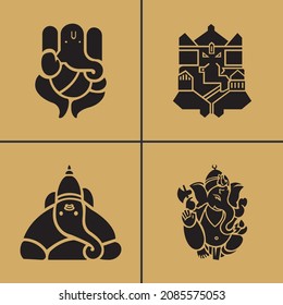 Creative vector illustration of Lord Ganesha in paint style with message Shri Ganeshaye Namah