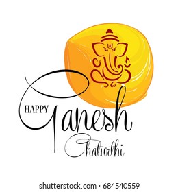 Creative vector illustration of Lord Ganesha in paint style with message Shri Ganeshaye Namah ( Prayer to Lord Ganesha)