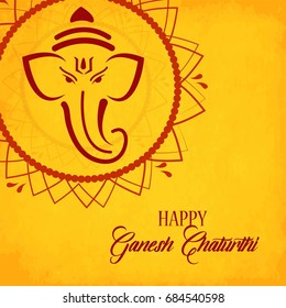 Creative vector illustration of Lord Ganesha in paint style with message Shri Ganeshaye Namah ( Prayer to Lord Ganesha)