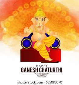 Creative vector illustration of Lord Ganesha in paint style with message Shri Ganeshaye Namah ( Prayer to Lord Ganesha)