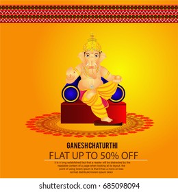 Creative vector illustration of Lord Ganesha in paint style with message Shri Ganeshaye Namah ( Prayer to Lord Ganesha)