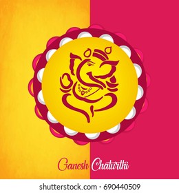 Creative vector illustration of Lord Ganesha in paint style with message Shri Ganeshaye Namah ( Prayer to Lord Ganesha)