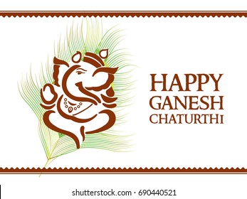Creative vector illustration of Lord Ganesha in paint style with message Shri Ganeshaye Namah ( Prayer to Lord Ganesha)
