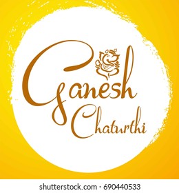 Creative vector illustration of Lord Ganesha in paint style with message Shri Ganeshaye Namah ( Prayer to Lord Ganesha)