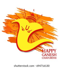 Creative vector illustration of Lord Ganesha in paint style with message Shri Ganeshaye Namah ( Prayer to Lord Ganesha)